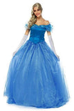 Womens Cinderella Princess Blue Full Dress Halloween Cosplay Costume
