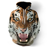 3D Tiger Hooded Sweater 3D Printing Coat Leisure Sports Sweater Autumn And Winter