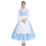 Women Belle Blue Maid Dress Halloween Cosplay Costume