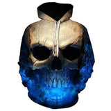 Blue Flame Skull 3D Printing Coat Leisure Sports Sweater Autumn And Winter