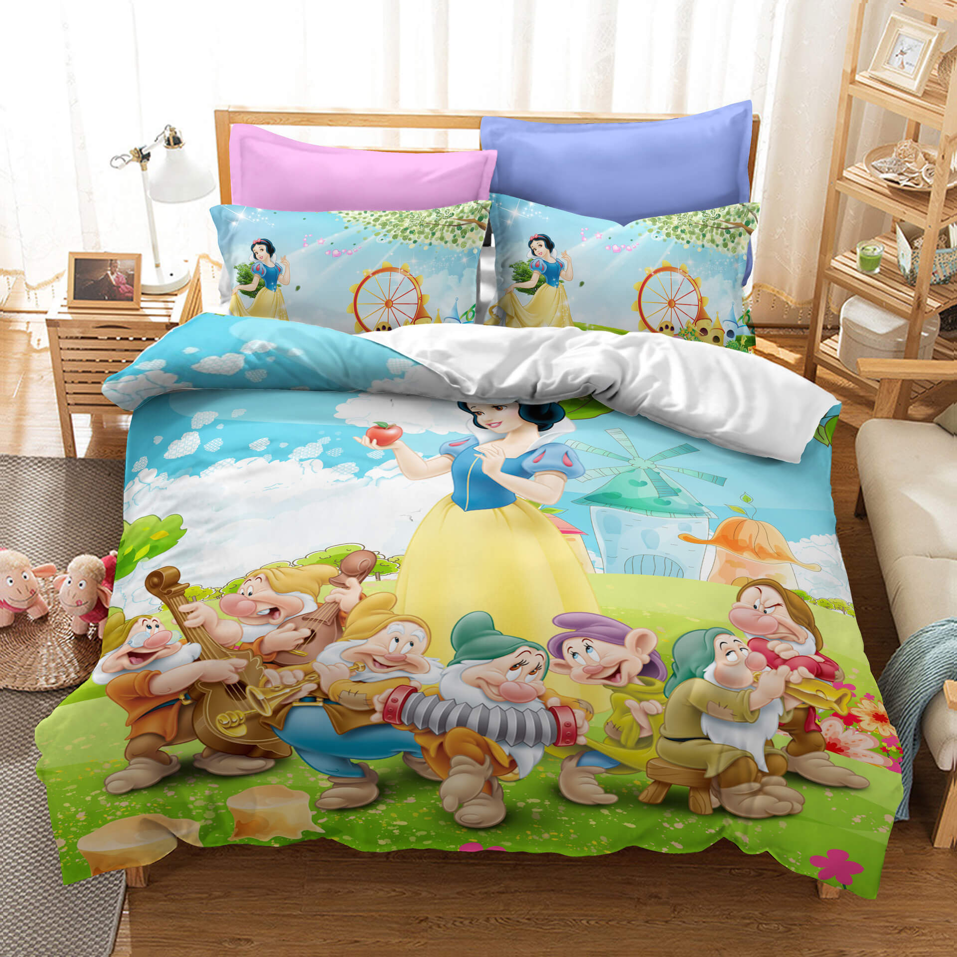 Snow White Cosplay Bedding Set Duvet Cover Halloween Bed Sheets 7 US Twin
