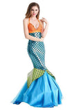 Womens Girls Mermaid Outfit Costume Sleeveless Dress Halloween Cosplay