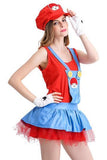 BFJFY Womens Super Mario Dress Up Party Halloween Costume Cosplay Red - bfjcosplayer