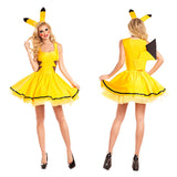 Women Anime Pokemon Pikachu Cosplay Dress Costume For Halloween
