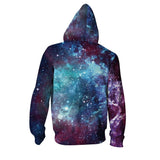 BFJmz Resplendent Starry Sky Galaxy 3D Printing Coat  Zipper Coat Leisure Sports Sweater Autumn And Winter - bfjcosplayer