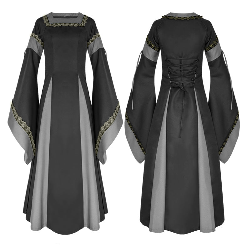 BFJFY Women Medieval Long Gown Dress Victorian Cosplay Flare Halloween Costume