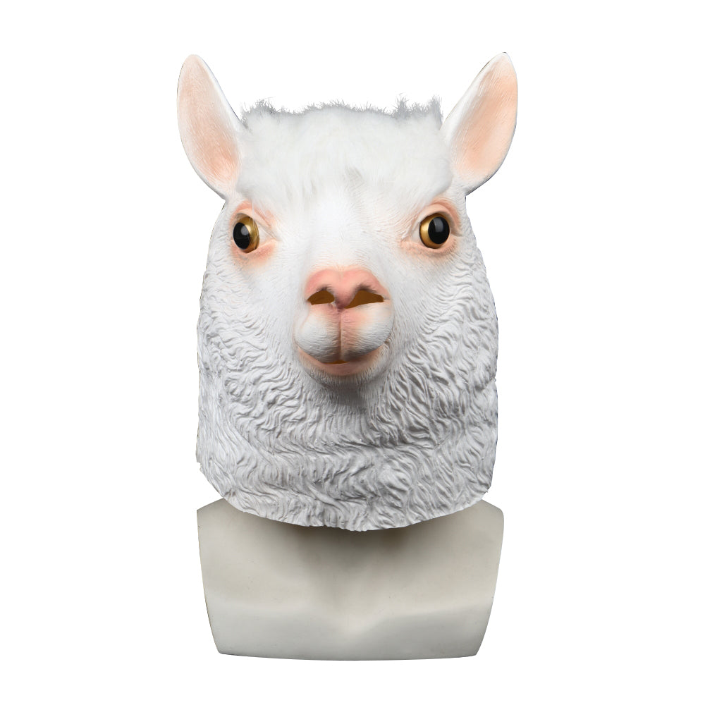 Alpaca Mask Latex Realistic Animal Full Head Masks for Halloween Costume Party Carnival Cosplay