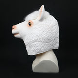 Alpaca Mask Latex Realistic Animal Full Head Masks for Halloween Costume Party Carnival Cosplay