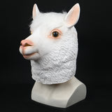 Alpaca Mask Latex Realistic Animal Full Head Masks for Halloween Costume Party Carnival Cosplay