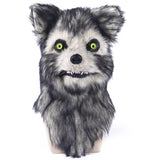 Furry Wolf Mask Movable Mouth Wolf Head Shape Protector Halloween Helmet Costumes