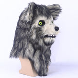 Furry Wolf Mask Movable Mouth Wolf Head Shape Protector Halloween Helmet Costumes