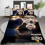 Animated Movie Sing 2 Cosplay Bedding Set Duvet Cover Halloween Bed Sheets