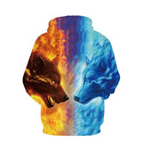 BFJmz Ice Fire Wolf 3D Printing Coat Zipper Coat Leisure Sports Sweater Autumn And Winter - bfjcosplayer