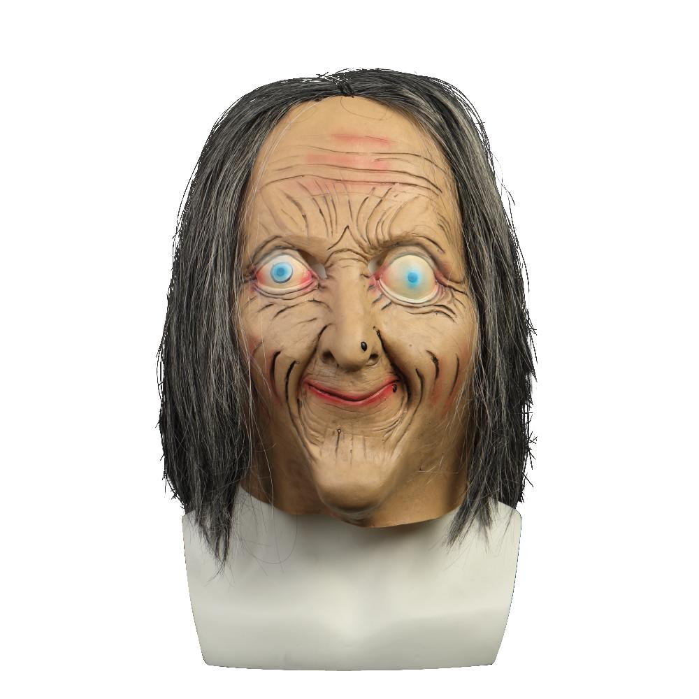 Cosermart Latex Mask Scary Horror Adult Masks Dressed Zombie Devil Halloween Party Prop Masquerade Cosplay Old Woman - bfjcosplayer