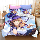 Genshin Impact Cosplay Bedding Set Duvet Cover Halloween Bed Sheets