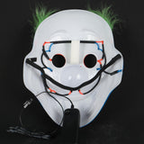 2019 Joker Pennywise LED Light Mask Stephen King Clown Cosplay Masks Green Hair Halloween Party Prop - bfjcosplayer