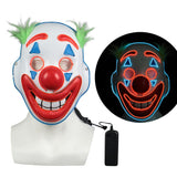 2019 Joker Pennywise LED Light Mask Stephen King Clown Cosplay Masks Green Hair Halloween Party Prop - bfjcosplayer