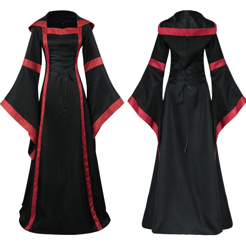 Women Medieval Long Gown Dress Victorian Cosplay Flare Halloween Costume