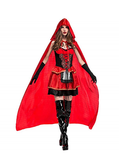 BFJFY Women's Sexy Red Hood Costume Dress With Attached Hood Cape Halloween Costume - bfjcosplayer