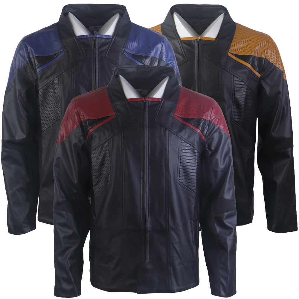Star Trek Picard 3 Captain Riker Red Geordi Brown Blue Leather Jackets Starfleet Cosplay Costumes