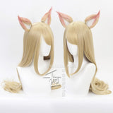 Game Character KDA K/DA Ahri Cosplay Wigs 70cm with ears KDA Heat Resistant Synthetic Hair Perucas Cosplay Fox Wig - bfjcosplayer