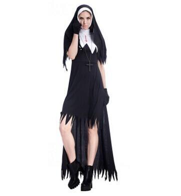 BFJFY Womens Dreadful Zombie Nuns Costume Halloween Cosplay Fancy Dress - bfjcosplayer