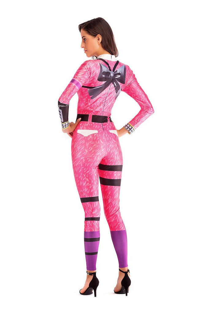 Fortnite Halloween Cuddle Team Leader Pink Bear Cosplay Costume Jumpsuit Woman - bfjcosplayer