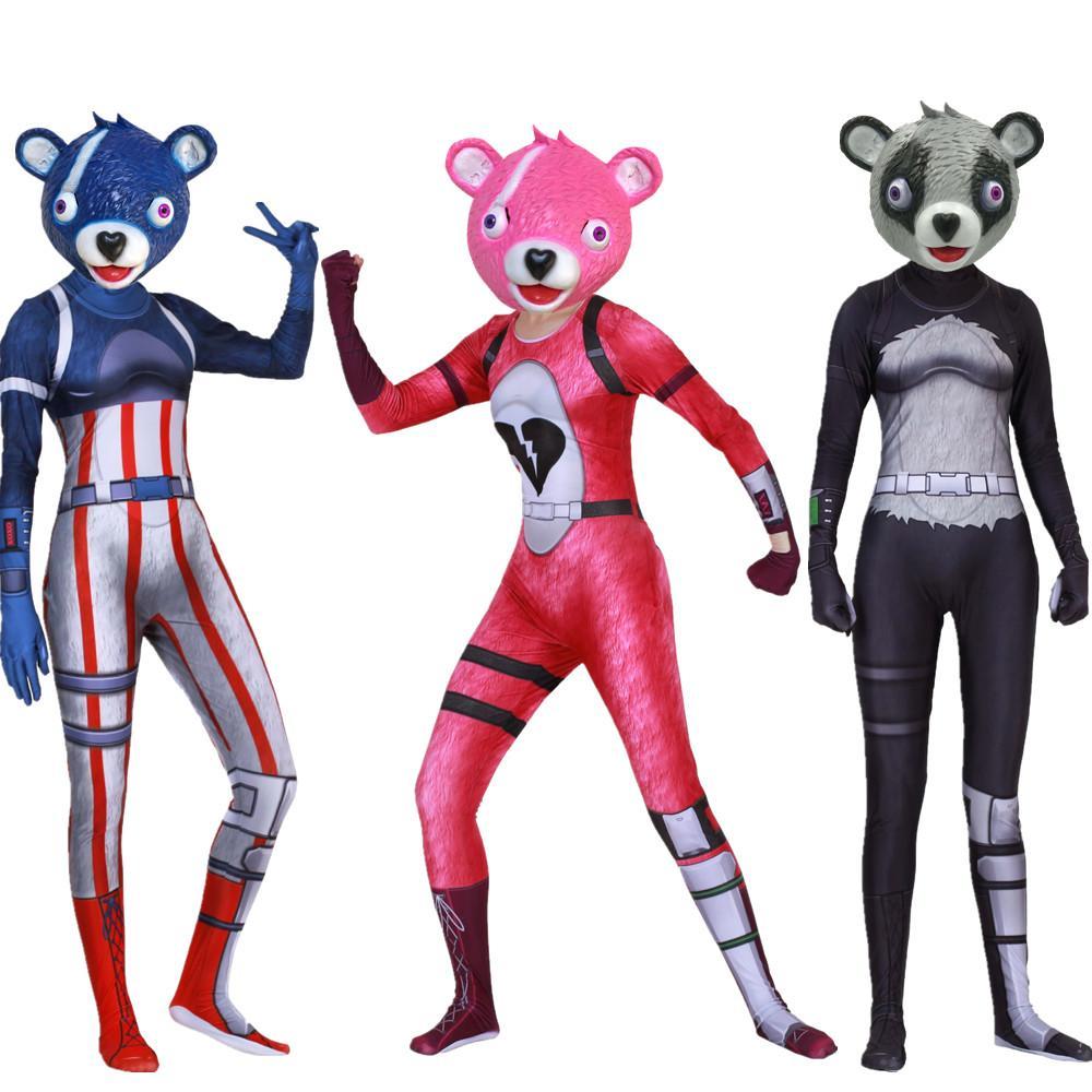 Fortnite Costume Cosplay Cuddle Team Panda Woman & Man Jumpsuit + Mask Halloween - bfjcosplayer