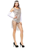 BFJFY Women Halloween Costume Latin Indian Dance Sequin Tassel Dress - bfjcosplayer