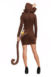 BFJFY Women's Cozy Monkey Zipper Jacket Hoodie Halloween Costume Sweatsuit Dress - bfjcosplayer