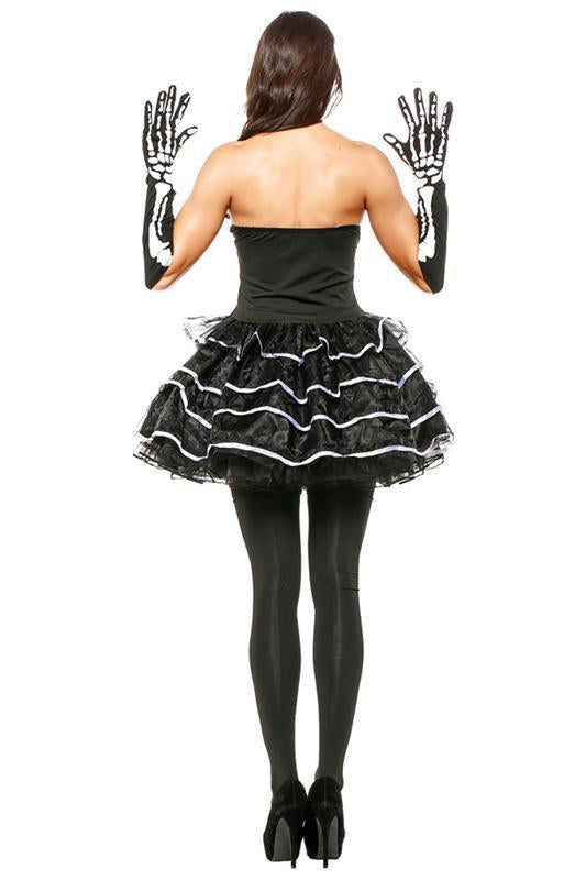 BFJFY Women's Skeleton Bones Costume Halloween Party Strapless Fancy Dress Outfit - bfjcosplayer