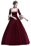 BFJFY Women Cosplay Medieval Pure Color Court High Waist Dress For Halloween - bfjcosplayer