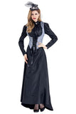 BFJFY Women‘s Halloween Costume Vintage Gothic Lace Up Overbust Corset Long Dress - bfjcosplayer