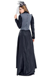 BFJFY Women‘s Halloween Costume Vintage Gothic Lace Up Overbust Corset Long Dress - bfjcosplayer