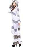 BFJFY Halloween Cosplay Striped Polar Bear Jumpsuit Costume For Women - bfjcosplayer