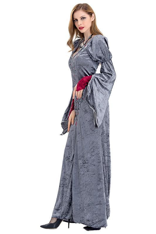 BFJFY Women's Vintage Medieval Dress Satin Gothic Masquerade Dress For Halloween - bfjcosplayer