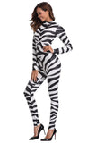 BFJFY Halloween Women‘s Cosplay Black White Striped Cowgirl Bodysuit - bfjcosplayer
