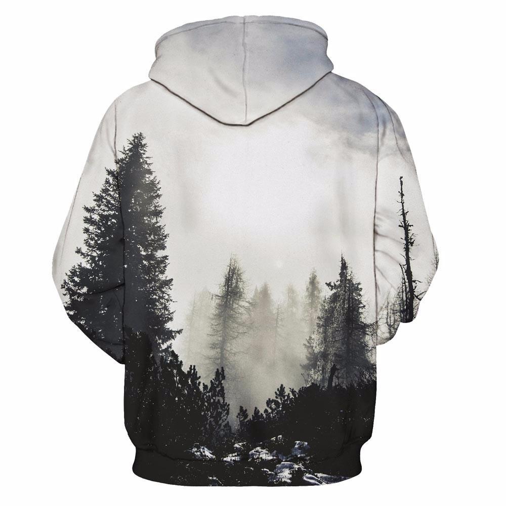 BFJmz Foggy Forest 3D Printing Coat Leisure Sports Sweater Couple Sweater Autumn And Winter - bfjcosplayer