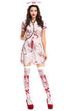BFJFY Halloween Women's Cosplay Bloody Bleeding Nurse Dress Zombie Costume - bfjcosplayer