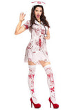 BFJFY Halloween Women's Cosplay Bloody Bleeding Nurse Dress Zombie Costume - bfjcosplayer