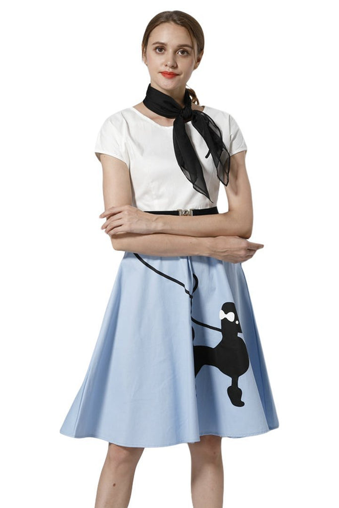 BFJFY Women Poodle Print Skirt Dress Halloween Costume - bfjcosplayer