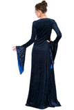 BFJFY Luxury Retro Women Long Dress Halloween Cosplay Costume Navy Blue - bfjcosplayer