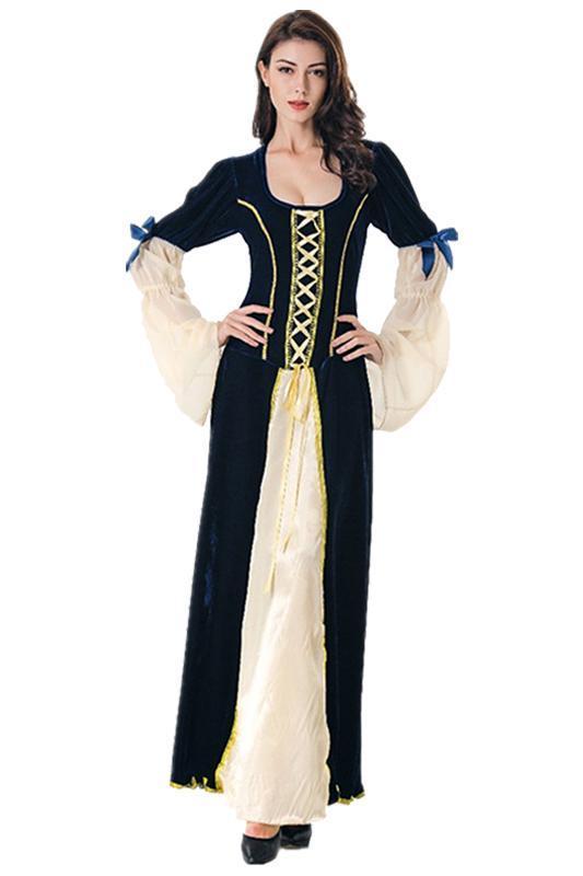 BFJFY Halloween Women's Vintage Medieval Princess Cosplay Long Dress - bfjcosplayer