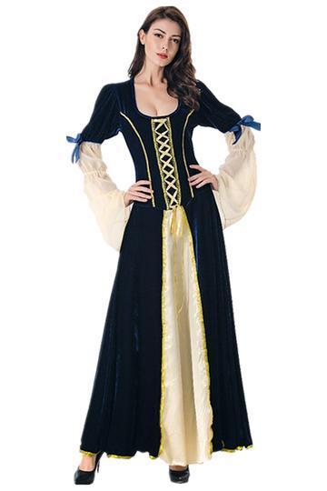 BFJFY Halloween Women's Vintage Medieval Princess Cosplay Long Dress - bfjcosplayer