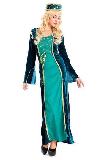 BFJFY Halloween Women's Vintage Long Dress Noble Cosplay Costume - bfjcosplayer