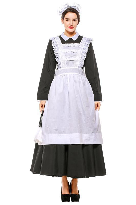 BFJFY Women's French Apron Maid Fancy Dress Manor Maid Halloween Uniform - bfjcosplayer