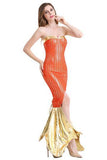 FBJFY Women Ladies Sexy Mermaid Cosplay Halloween Cosplay Costume Sequin Fish Tail Split Dress - bfjcosplayer