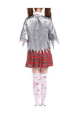 BFJFY Women's Horror Blooded Zombie Schoolgirl Uniform Dress - bfjcosplayer