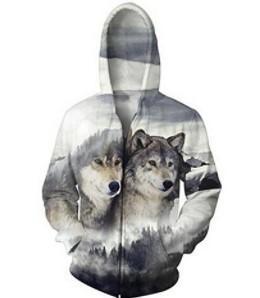 BFJmz Wolf Printing Hooded Sweater 3D Printing Coat Leisure Sports Sweater Autumn And Winter - bfjcosplayer