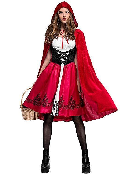 BFJFY Women Little Red Riding Hood Halloween Cosplay Costume Dress - bfjcosplayer